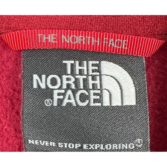 The North Face Sweatshirt Fleece Men Medium Red Quarter Zip Long Sleeve Pullover